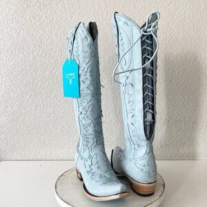 Lane Reverie Womens Cowboy Boots 6.5 Blue Suede Cowgirl Western Knee High Tall